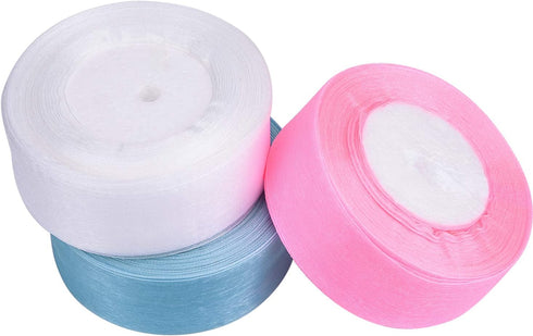 3 Rolls Sheer Chiffon Ribbons 1.5 Inches x 49 Yards/Each Roll for Wedding Gift Wrapping Home Decorations (Blue, White, Pink)...