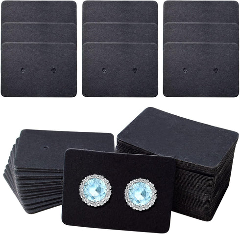 300pcs Black Earring Display Cards Rectangle Small Blank Paper Ear Studs Price Label Tag Cards Jewelry Cards Hanging Holder for Handmade Packing A...
