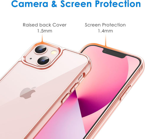 JETech Case for iPhone 13 6.1-Inch, Non-Yellowing Shockproof Phone Bumper Cover, Anti-Scratch Clear Back (Rose Gold)...
