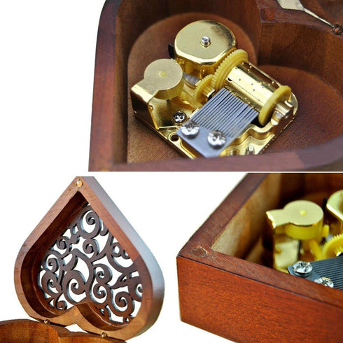 WESTONETEK Heart Shaped Vintage Wood Carved Mechanism Musical Box Wind Up Music Box Gift for Christmas/Birthday/Valentine's Day, Melody You are My...