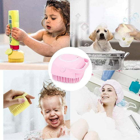 Pet Dog Cat Shedding Shampoo Brush Pet Bath Massage Shower Bubbles Self Cleaning Dog Grooming Brush Scrubber Brush for Bathing Hair Removal Soft S...