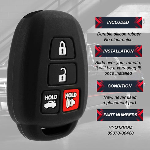fits Toyota Camry Corolla Highlander Rav4 Key Fob Remote Case Cover Skin Protector...