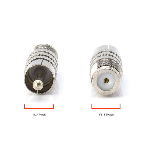 THE CIMPLE CO - RF (F81) and RCA Coaxial Adapter - RCA Male to Female F81 (F-Pin) Connector, Adapter, Coupler, and Converter - for RG11, RG6, RG59...