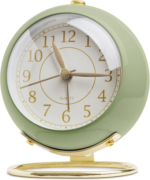 SHISEDECO Small Tableclocks Classic Non-Ticking Tabletop Alarm Clock with Backlight, Battery Operated Astronaut Deskclock with HD Glass for Living...