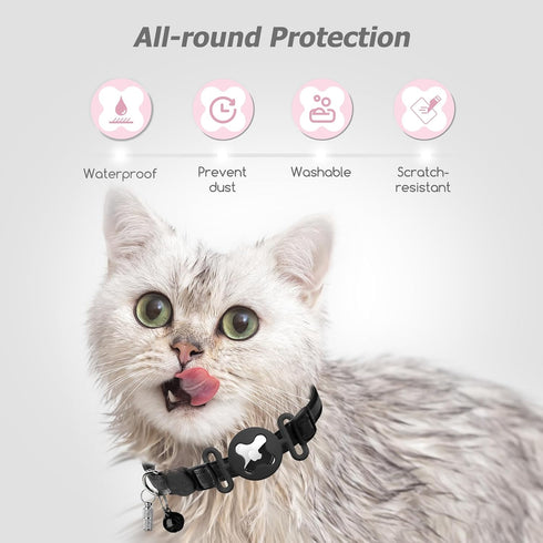 Airtag Cat Collar Silicone Holder Case, Air tag Cat Collar Holder Compatible with Airtag GPS Tracker for Cat Dog Pet, Waterproof and Lightweight (...