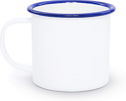 Crow Canyon Home Enamelware Mug, 12 ounce, Vintage White/Blue (Single)...