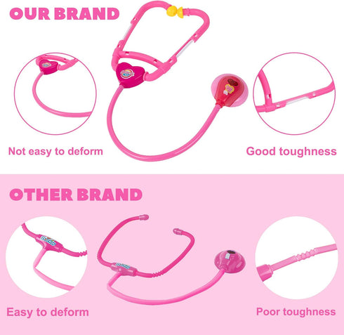 Liberry Doctor Kit for Toddlers 3-5 Years Old, 18-Piece Doctor Bag Pretend Play Toys, Durable Medical Kit with Toy Stethoscope, Pink Doctor Gift f...