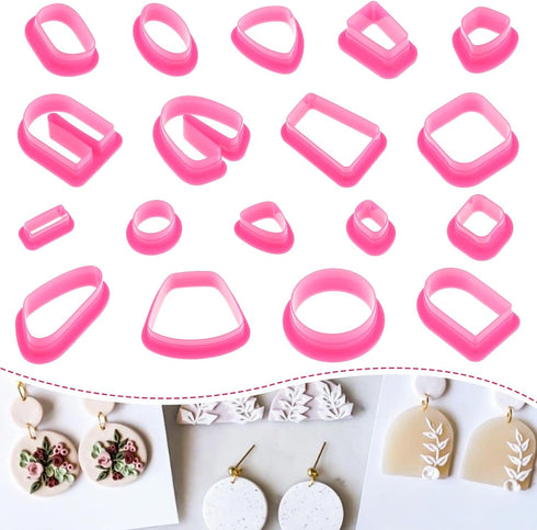 Polymer Clay Cutters Kit 18 Different Shapes for Women Earring Polymer Clay Jewerlry Making Tools Plastic Clay Earring Hooks Cutters Sculpting Too...