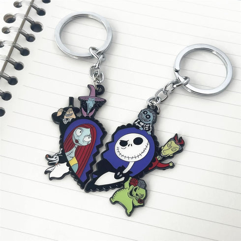 2 PCS Halloween Nightmare before Christmas Horror Keychain, Jack Sally Zero The Dog Oogie Boogi Key Chain for Women and Men...