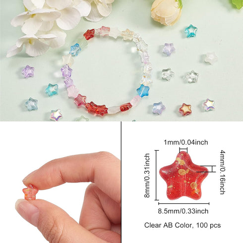 UR URLIFEHALL 100 Pcs Mixed Color Spray Painted Glass Star Beads for Earring Bracelet Necklace Jewelry DIY Craft Making...