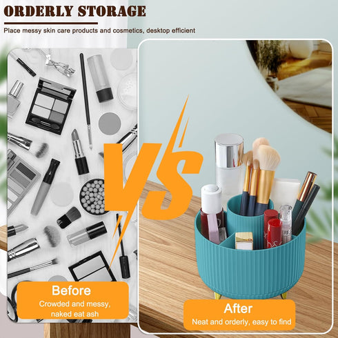 Makeup Brush Organizer,5 Slots 360° Rotating Desk Pen Holder,Makeup Brushing Holder,Cosmetic Brushes Storage Holder,Cute Pencil Cup,Desk Organizer...
