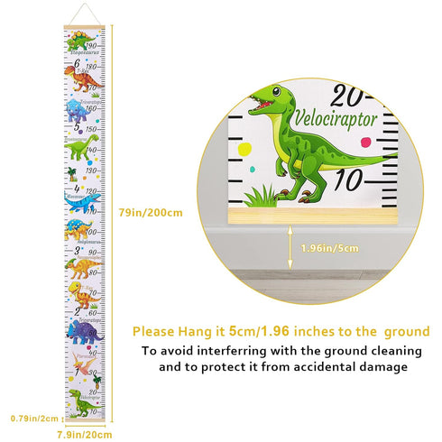 Beinou Baby Growth Chart Ruler for Kids Wood Frame Height Measure Chart 7.9in x 79in Canvas Hanging Height Growth Chart...