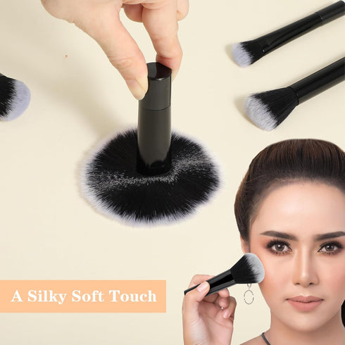 10 Pcs Travel Makeup Brush Set Mini Makeup Brushes Travel Size With Pack Portable Small Eyeshadow Eye Lipstick Foundation Brush Shadow Contour Blu...