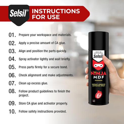 SELSIL CA Glue Activator Spray (2 x 6.76 fl oz) - Cyanoacrylate Glue Activator, Professional Fast Clear Adhesive Accelerators for Woodworking, Met...