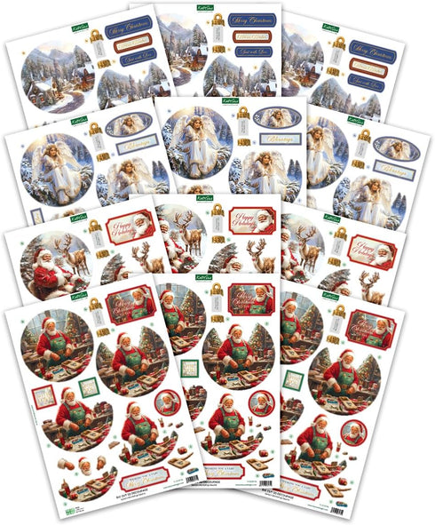 Katy Sue Christmas Ball Ornaments Die Cut Decoupage Selection Pack.12 Pre-Cut Die Cut Sheets for Christmas Card Making Supplies, Card Toppers & Pa...