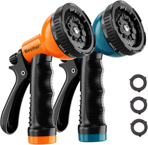 Garden Hose Nozzle Sprayer: 2 Pack 10 Watering Patterns Spray Nozzles Heavy Duty Hose Head Hose Attachment...