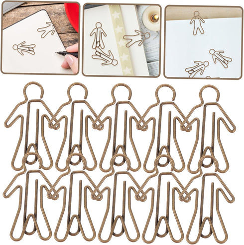 20pcs Office Paper Clip Human Shaped Paper Clips Funny Paper Clip Funny Bookmark File Paper Clips Lovely Paper Clips Christmas Bookmarks Metal Pap...