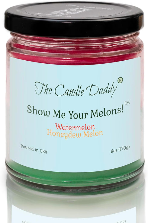 Show Me Your Melons- Funny Watermelon Honeydew Scented Candle - 6 Ounce Jar Candle...