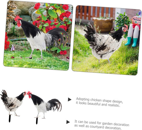 2pcs Decorative Garden Inserts Outdoor Sculpture Garden Poultry Statue Outdoor Sign Garden Stake Yard Sign Outside House Decor Garden Chicken Stat...