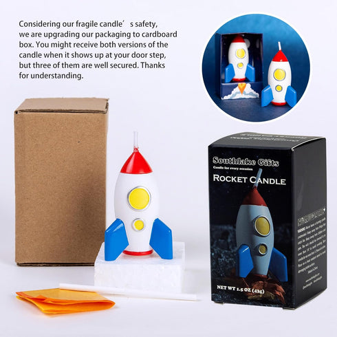 Spaceman Birthday Candle Outer Space Theme Rocket Candle for Birthday Party Childrens Day Baby Shower (Rocket)...