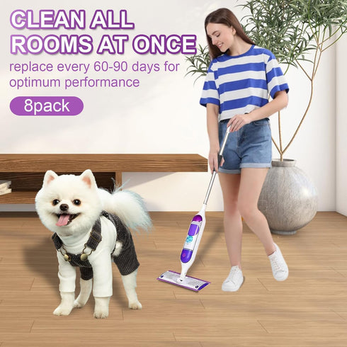 8 Pack Power Mop Refill Pads for Swiffer & Multi-Surface Mop, PowerMop Wood Mop, Replacement & Washable & Reusable Multi-Surface Mop for Floor Cle...