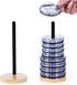 2 Pack Bamboo Tumbler Lid Organizer - Vertical Storage for Up to 20 Cup Lids, Clutter-Free Kitchen Cabinets and Countertops Organization...