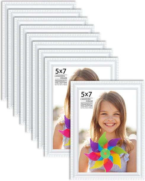 Langdon House 5x7 Picture Frames (White, 12 Pack), Contemporary Frame Set, Wall Mount or Table Top, Prosperity Collection...