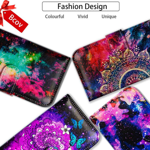 Bcov Galaxy S20 Case,Colorful Peacock Mandala Flowers Leather Flip Phone Case Wallet Cover with Card Slot Holder Kickstand for Samsung Galaxy S20...