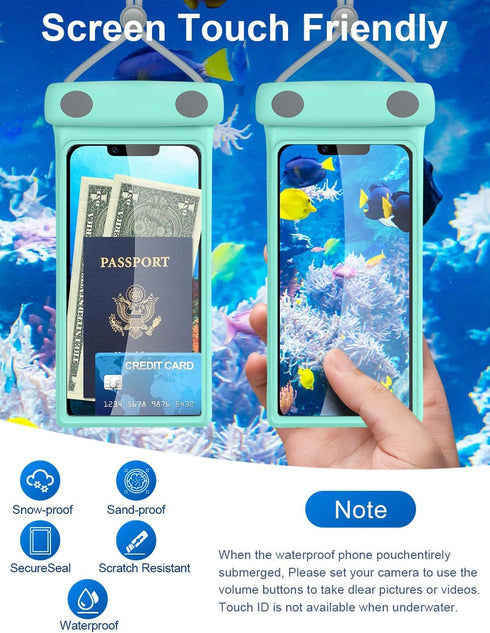 Universal Waterproof Phone Pouch with Lanyard Cell Phone IP8X Diving Outdoor Beach Floating Underwater 7.0" Lovely Phone Case Dry Bag 3D Seamless ...