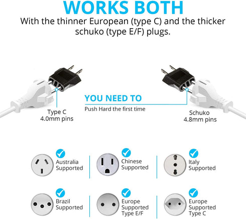 Europe to American Outlet Plug Adapter, Unidapt European EU to US Travel Power Adapter Plug, EU/Italy to USA/Kanada Outlets Converter Wall Plug AC...