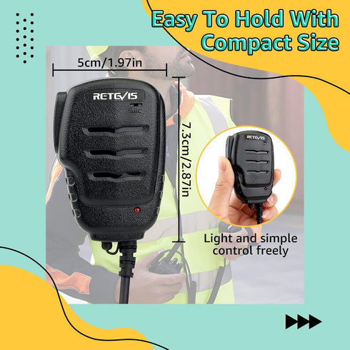 Retevis Walkie Talkies Mic, LED Shoulder Speaker Mic, for Retevis RT22 RT68 H-777 RB26 RT86 RT21, Compatible with Baofeng BF-F8HP UV-82 UV-5R 5RM ...