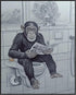 Posterizer 1 pcs-cute funny chimp reading newspaper on toilet-2-Bathroom Restroom Art-Art for Animal Lovers-Gift for Daughter, Son, Kids- unframed...