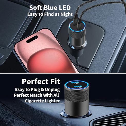 USB-C Car Charger Adapter, KYOHAYA 3Pack 72W Dual PD Power Cigarette Lighter Type-C Car Charger Fast Charging for iPhone 15/15 Pro/15 Pro Max/14/1...