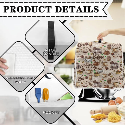 Kitchen Stand Mixer Cover Dust Cover, for 4.5-5 Qt Stand Mixer Kitchen Appliance Cover, with Top Handle and Accessories Pockets Ideal Gift for Wom...