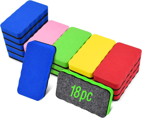Dry Erase Erasers, Eeoyu 18 Pack Magnetic Whiteboard Dry Erasers Chalkboard Cleaner Wiper for Kids and Classroom Teacher Supplies Home and Office,...