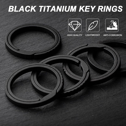TISUR Titanium Keychain Rings, Split Side Pushing Key Rings Heavy Duty Black Key Ring For Key Chain Carabiner Dog Tag Ring...