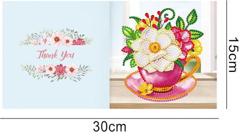 pigpigboss 12 Packs Happy Birthday Diamond Painting Cards Diamond Art Greeting Cards for Adult Children Flower Girl Diamond Painting Greeting Card...
