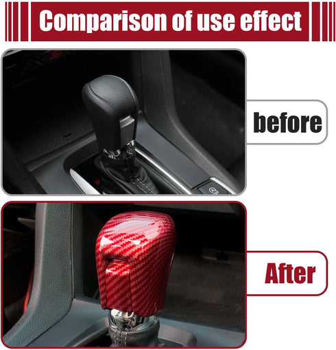 1 PC Car Gear Shift Knob Cover, ABS Arc Automatic Transmission Lever Cap Replacements, Automotive Decorative Accessories Compatible with 10th Civi...