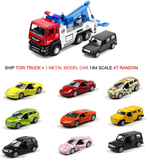 haomsj Toy Tow Truck Pull Back Toy Cars Miniature Carrier Truck Toy for Boys and Girls, Lights and Sound...