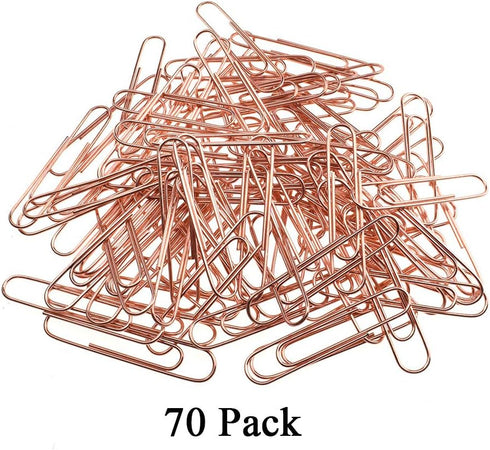HAHIYO Paper Clips Large Sturdy 2 inches Length 70 Pack Paperclips Heavy Duty Tight Grip Rust Proof Reusable Metal Bright Rose Gold for Home Offic...