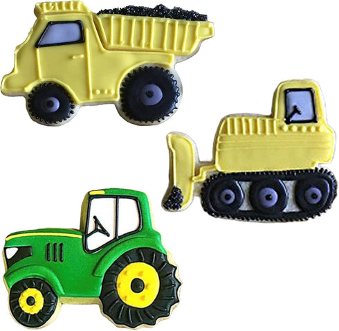 Construction Cookie Cutters 3-Pc. Set Made in USA by Ann Clark, Bulldozer, Dump Truck, Tractor...