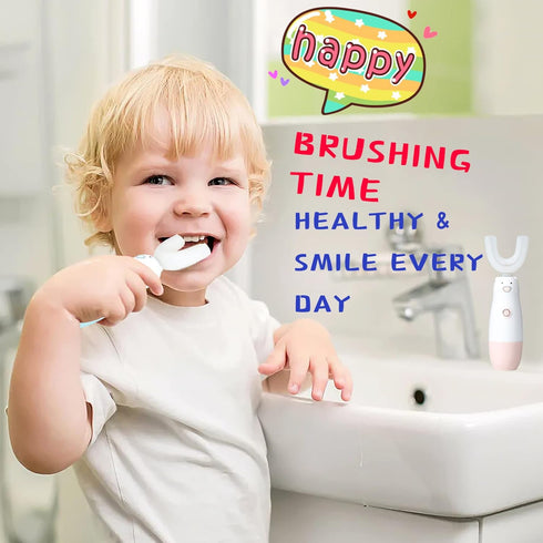 Kids Electric Toothbrush?6 Cleaning Models Toddler Toothbrush Waterproof Battery Powered 360 Automatic Sonic u Shaped Toothbrushes for 2-7 Years O...