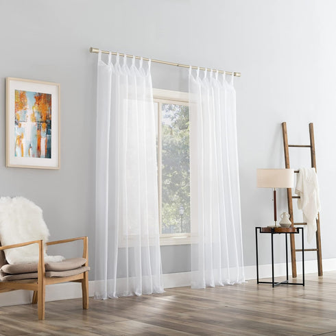 No. 918 Emily Sheer Voile Tab Top Curtain Panel, 59" x 95", White...