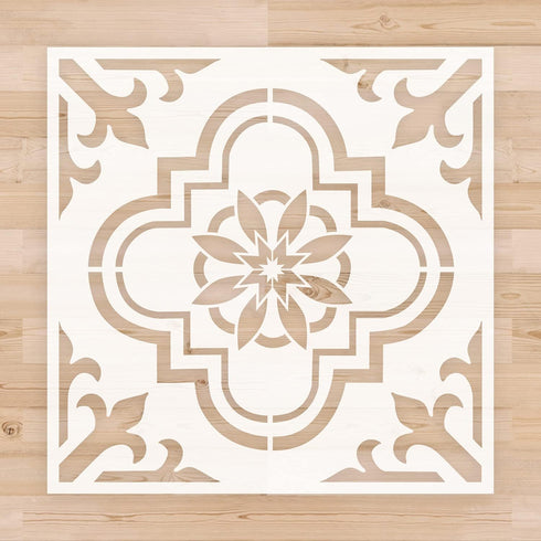 2pcs Moroccan Pattern Reusable Tile Stencils 12 x 12 Inch Template for Painting Floor Cement Wall Furniture Wood DIY Home Décor Art Craft...
