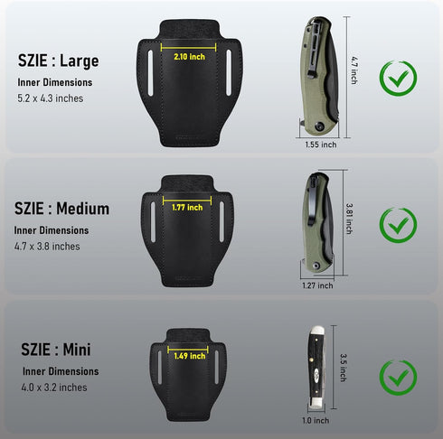 Knife Sheath for Belt, SOGCASE Compact EDC Leather Sheath, Folding Knife Holder, Pocket Knife Holster Compatibility with Praxis Flipper, 110/112 R...
