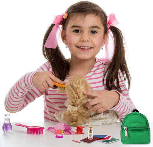 SOTOGO 31 Pieces Doll Accessories Include 10 Pieces Mini Doll Backpacks Mini Doll Bag Cute Zipper Backpack Mini Books Backpacks and 21 Pieces Mini...