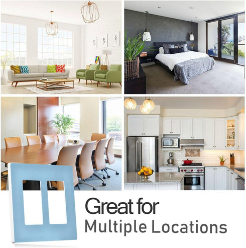 Light Blue Light Switch Cover Receptacle Outlet Wall Plate 1 Gang Screwless Decorator Wallplates Cover Home Decor H4.6xL2.9 inch...