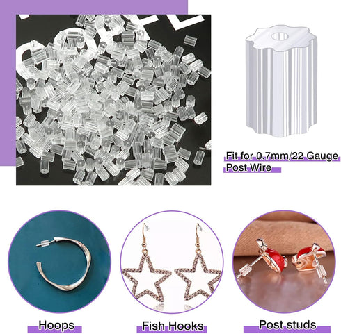 TOAOB About 1400pcs Rubber Earring Backs Replacements Clear Plastic Silicone Secure Ear Nut Stoppers for Fish Hook Earring Posts Studs...