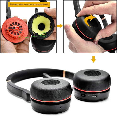 Evolve 75 Ear Pads - defean Replacement Ear Cushion Compatible with Jabra Evolve 75 75+ 75 UC / 75 MS Headphone/Earpads Contain Plastic Clips,(Ear...