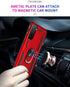 Military Grade Shockproof Case for Samsung Galaxy S21 FE, Red - Full Body Protective Phone Case with 360 Metal Rotating Ring Kickstand Holder Armo...